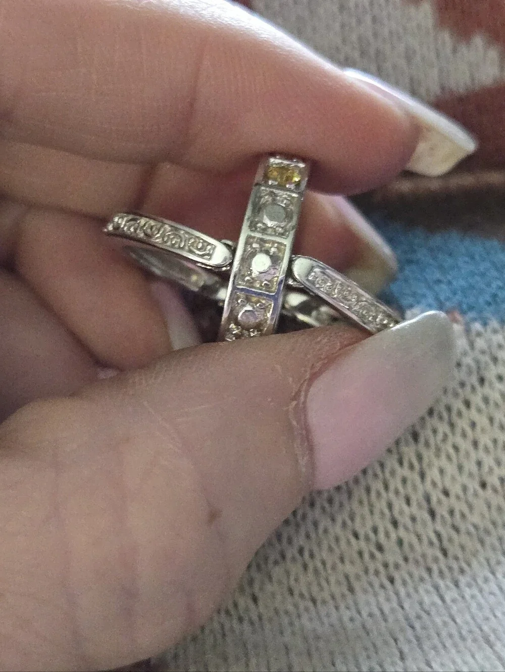 Sterling Silver Pink & Yellow CZ Reversible Band Ring UNIQUE
